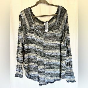 Free People Carolina Hacci Striped Marled Knit Tunic Sweater